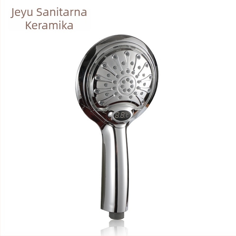 Tuš glava s LED prikazom temperature i kontrolom temperature, ABS-PC materijal, navojna instalacija, CE certifikat, modeli JY-328A/B/C, 0-99°C