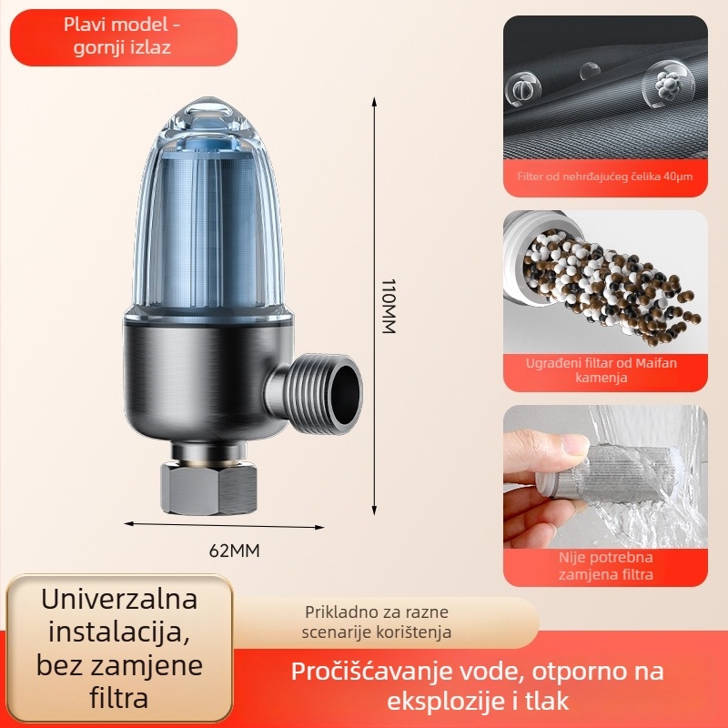 Predfiltr za bojler, demontažni i perivi, model BL-1019, tijelo od bakra + 316 nehrđajući čelik + PC, ugradnja navojem