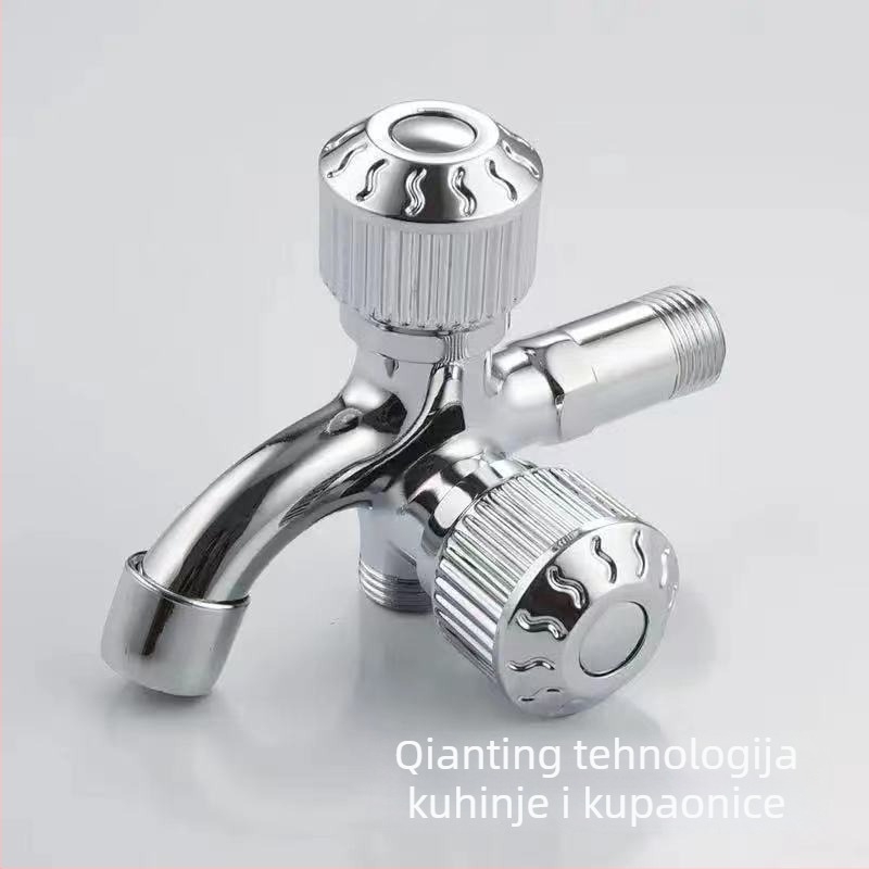 Kran za perilicu s dvostrukim izlazom, ugradnja u zid, tijelo od cinkove legure, keramički disk ventil, ulaz/izlaz 20 mm