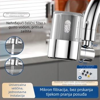 Perlator za slavinu s višefunkcijskim filtrom i produživačem, bakar+ABS, elektroplatinirana površina, navojni spoj, 0-95 tlak, 0-95°C temperatura