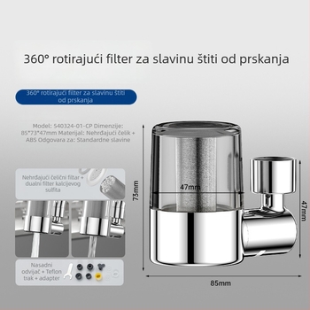 Perlator za slavinu s višefunkcijskim filtrom i produživačem, bakar+ABS, elektroplatinirana površina, navojni spoj, 0-95 tlak, 0-95°C temperatura