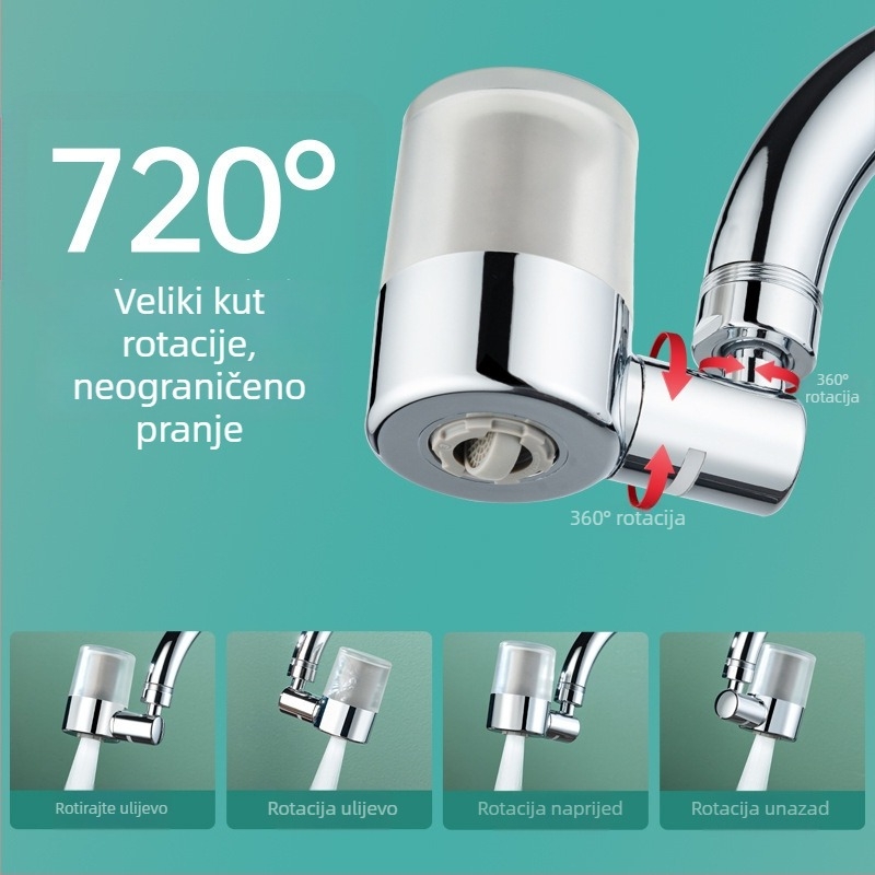 Perlator za slavinu s višefunkcijskim filtrom i produživačem, bakar+ABS, elektroplatinirana površina, navojni spoj, 0-95 tlak, 0-95°C temperatura