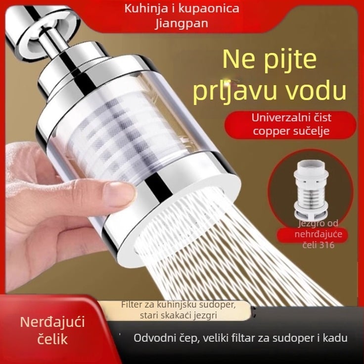 Filter za slavinu kuhinje s produženjem, zaštita od prskanja, model B91, djelomično bakreni, vodeni premaz, univerzalna instalacija