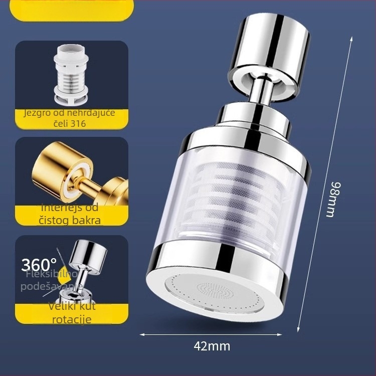 Filter za slavinu kuhinje s produženjem, zaštita od prskanja, model B91, djelomično bakreni, vodeni premaz, univerzalna instalacija