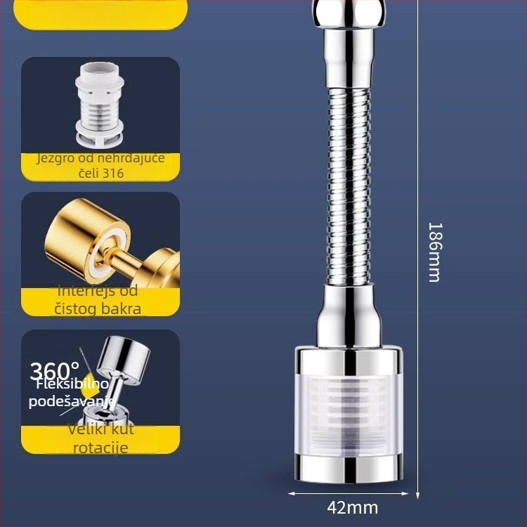 Filter za slavinu kuhinje s produženjem, zaštita od prskanja, model B91, djelomično bakreni, vodeni premaz, univerzalna instalacija