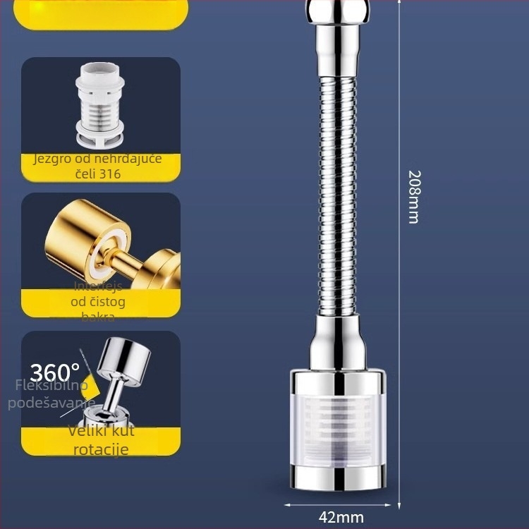 Filter za slavinu kuhinje s produženjem, zaštita od prskanja, model B91, djelomično bakreni, vodeni premaz, univerzalna instalacija