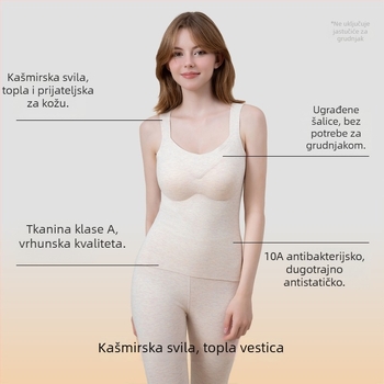 Ženska Derong termo vest s integriranim košaricama, dvostruki sloj, V izrez, pulover