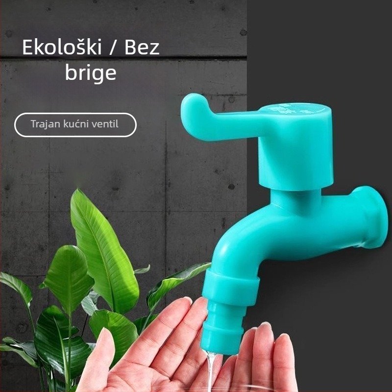 Plastični faucet, jednodijelna konstrukcija, otvaranje ključem, pogodan za tuš, moderan stil.