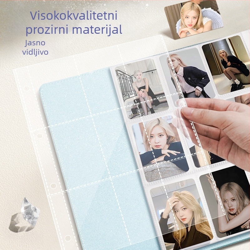 Debeli kartični album s unutarnjim stranicama s devet kvadrata za poštanske kartice i pohranu ulaznica