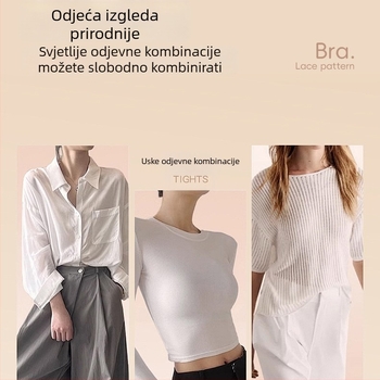 Wrap grudnjak od Ice Silk najlona, 3/4 košarica, tanke oblikovane košarice, špagetne naramenice, križni stražnji dio, push-up, prozračan