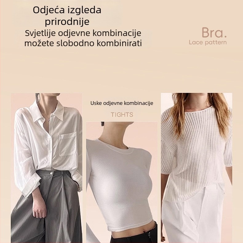 Wrap grudnjak od Ice Silk najlona, 3/4 košarica, tanke oblikovane košarice, špagetne naramenice, križni stražnji dio, push-up, prozračan