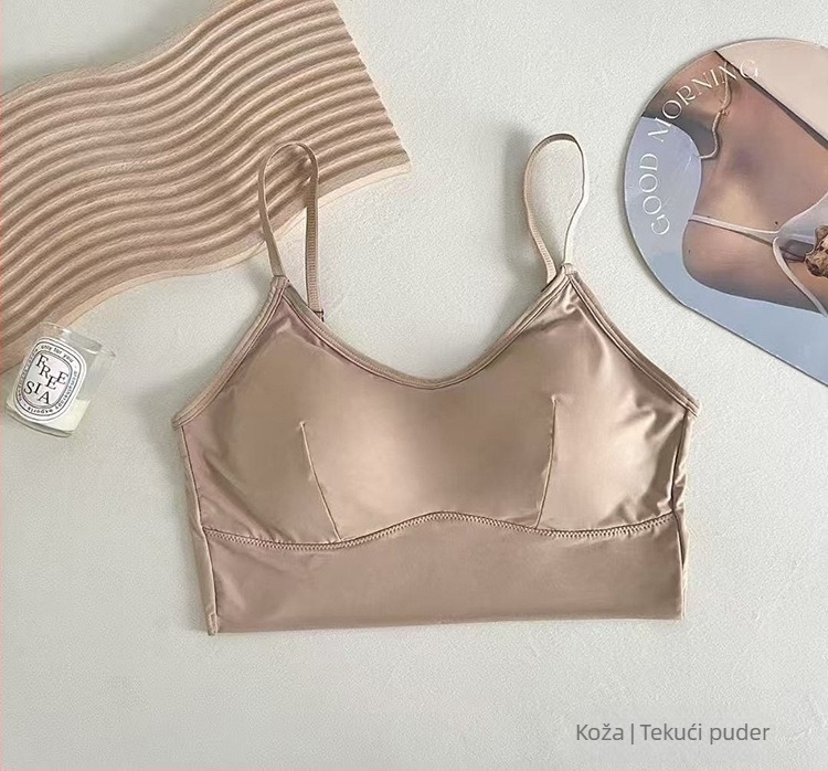 Ice Silk bešavno grudnjak – Tube Top za prsa s punom čašom i tankom oblikovom čašom, Nylon 50–70%