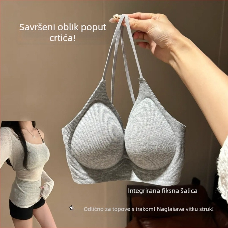 Bezšivni grudnjak sa funkcijom skupljanja, 3/4 košarica, fiksirani dvostruki naramenici, najlonsko platno
