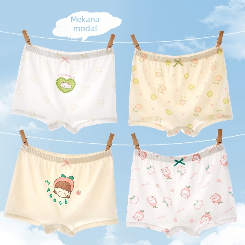 Boxerice za djevojčice od modalnog, 95% modal, pojas bez kostiju šavova, ljeto 2025, za djecu 3–8 godina (100–140 cm)