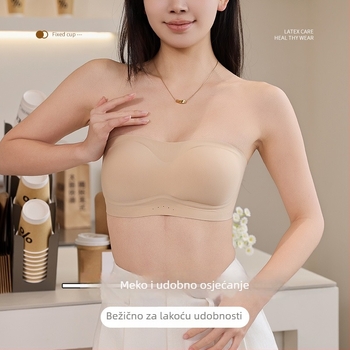 Bustier Top bez naramenica, anti-slip, s lijepim leđima i čvrstom čašom – prozračan najlon