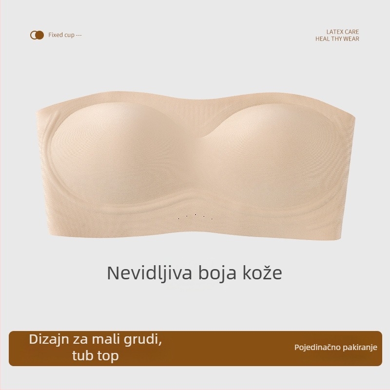 Bustier Top bez naramenica, anti-slip, s lijepim leđima i čvrstom čašom – prozračan najlon