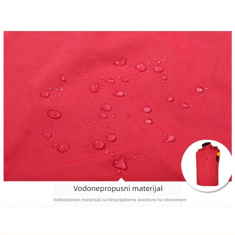 Zimska vesta za vanjski rad s prilagođenim logom, debeli fleece podstava, zip, odvojiva kapuljača, široki kroj