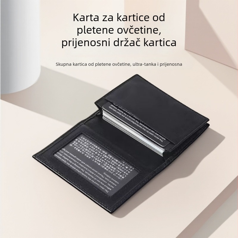 Držač kartica od pletene ovčje kože, unisex, gradski minimalistički stil, karirani uzorak, prozračan
