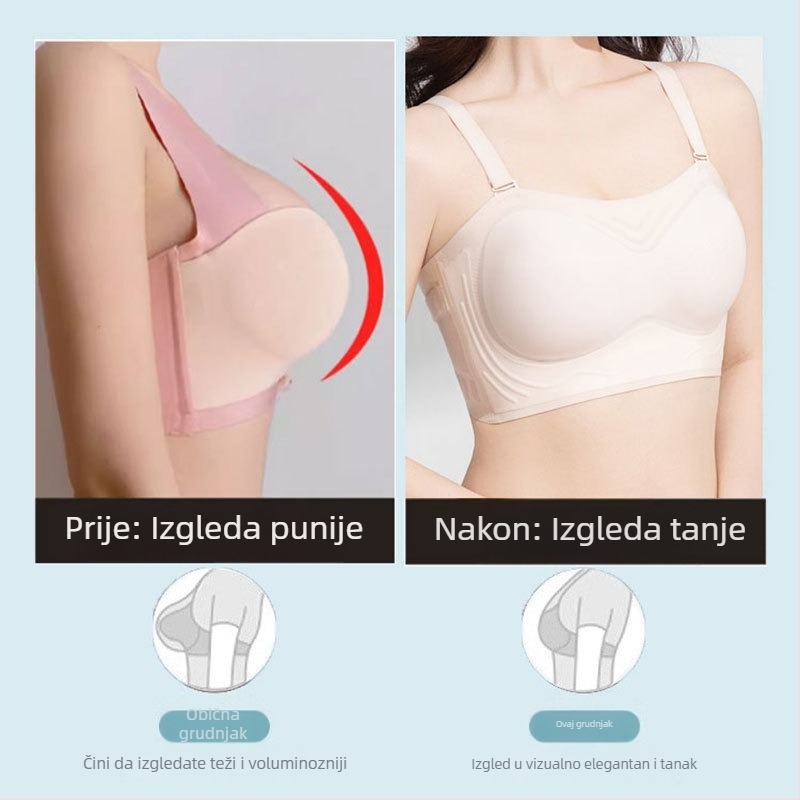 Bez naramenica, bešavni ženski top od prozirne ice silk, dišući, s oblikovanim košaricama, stražnje kopče s četiri reda