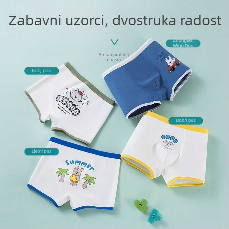 Dječje pamučne gaćice za dječake, 95% pamuk / 5% elastan, 100% pamuk u području prepona, Kategorija A, za djecu 3–8 godina, Ljeto 2025