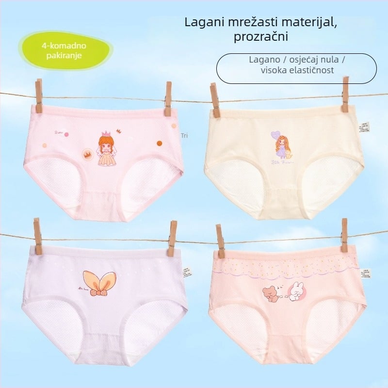 Dječje gaćice za djevojčice od modala 95%, antibakterijska zona prepona (7a), bez šavova u preponi, za djecu 3–8 godina, jesen 2024