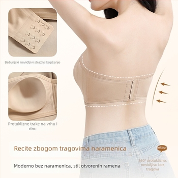Nylon bez naramenica tube top za prsa – protuklizni, bez šavova, bez leđa