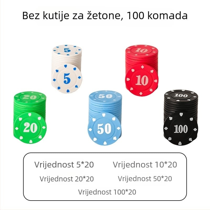 Chip za Mahjong i prostorije za igre - Texas Hold'em poker čipovi, PS plastika, brend Bairuo, kod 222, podrijetlo Ningbo, Zhejiang