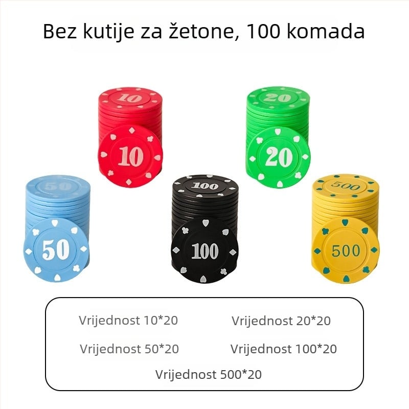Chip za Mahjong i prostorije za igre - Texas Hold'em poker čipovi, PS plastika, brend Bairuo, kod 222, podrijetlo Ningbo, Zhejiang