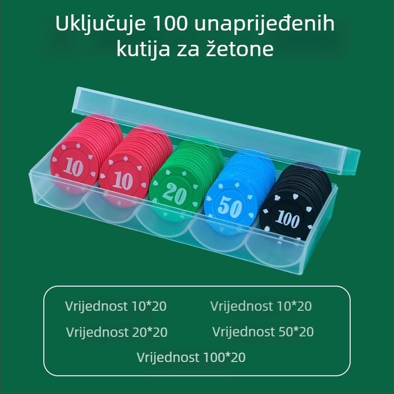 Chip za Mahjong i prostorije za igre - Texas Hold'em poker čipovi, PS plastika, brend Bairuo, kod 222, podrijetlo Ningbo, Zhejiang