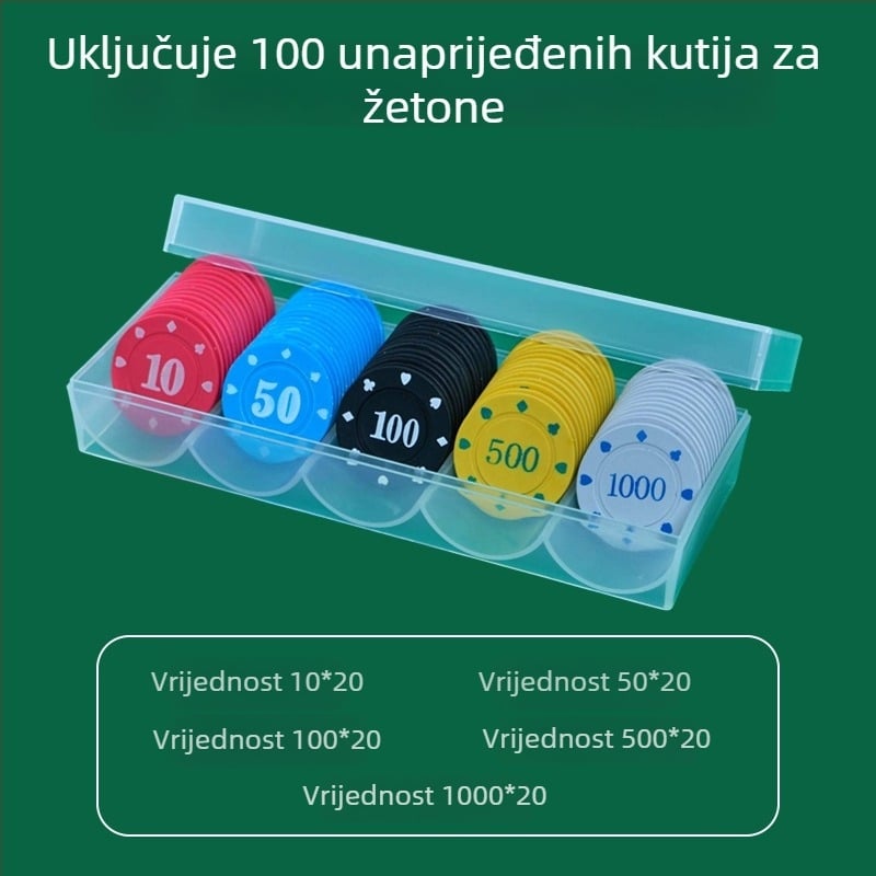 Chip za Mahjong i prostorije za igre - Texas Hold'em poker čipovi, PS plastika, brend Bairuo, kod 222, podrijetlo Ningbo, Zhejiang