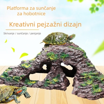 Platforma za sunčanje želvi s plutajućim otokom – smola, ukrasni kamen za akvarij, suhi krajolik, poboljšava prostornu percepciju