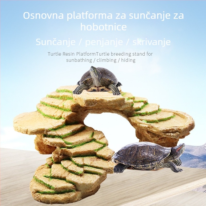 Platforma za sunčanje želvi s plutajućim otokom – smola, ukrasni kamen za akvarij, suhi krajolik, poboljšava prostornu percepciju