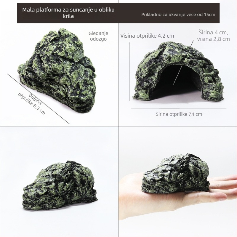 Platforma za sunčanje želvi s plutajućim otokom – smola, ukrasni kamen za akvarij, suhi krajolik, poboljšava prostornu percepciju