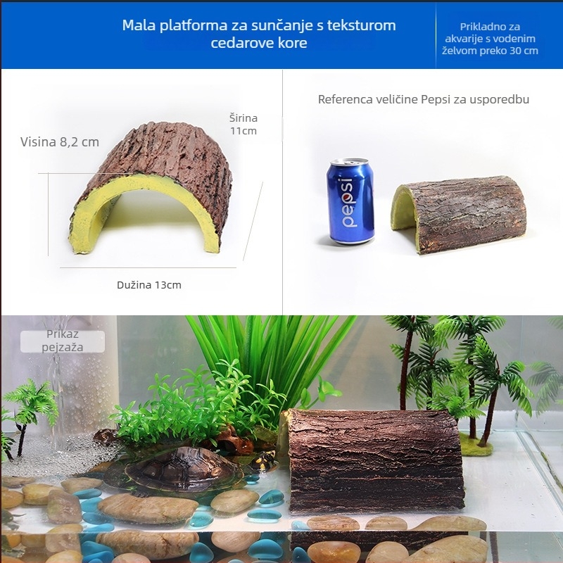 Platforma za sunčanje želvi s plutajućim otokom – smola, ukrasni kamen za akvarij, suhi krajolik, poboljšava prostornu percepciju