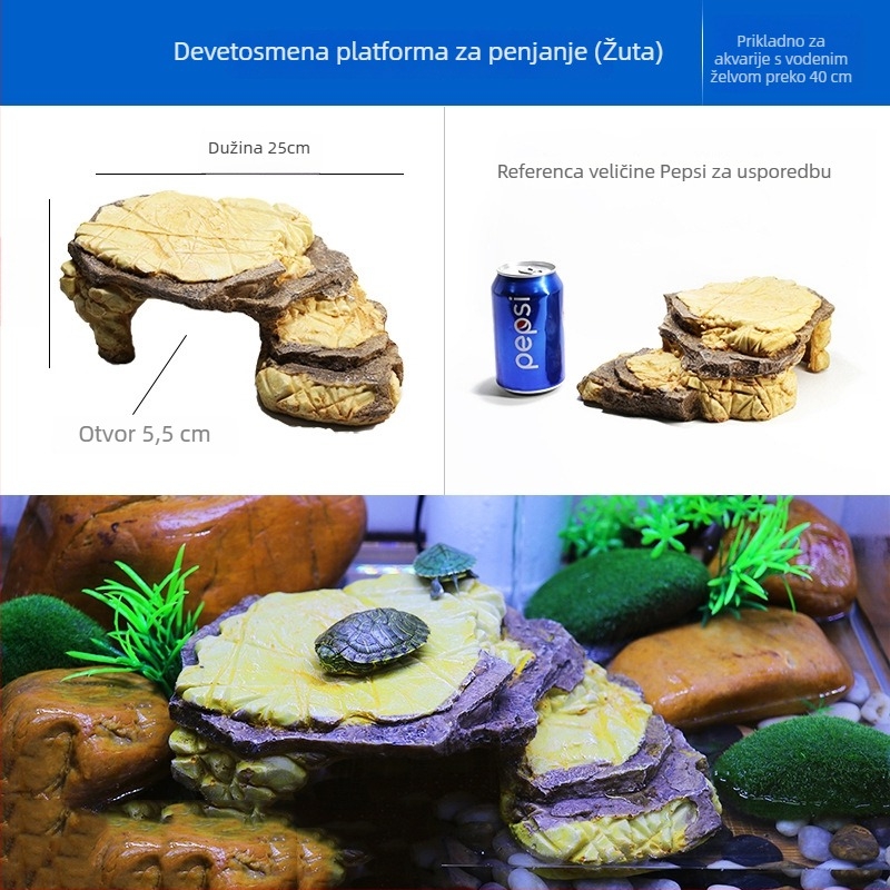 Platforma za sunčanje želvi s plutajućim otokom – smola, ukrasni kamen za akvarij, suhi krajolik, poboljšava prostornu percepciju
