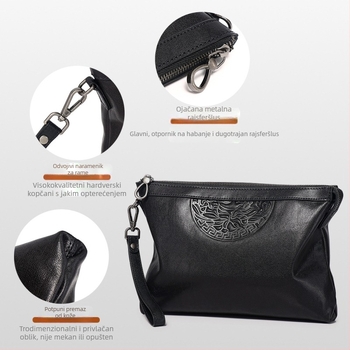Muška clutch torba, stil putovanja u slobodno vrijeme, od prave kože, ultra lagana, podstava od prave kože