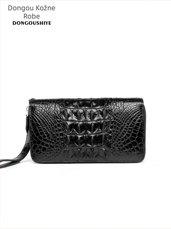 Muški clutch novčanik od prave krokodilo kože, poslovni stil, ultra lagan, otporan na habanje, protiv krađe, sklopivi, podstava od goveđe kože