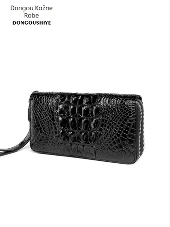 Muški clutch novčanik od prave krokodilo kože, poslovni stil, ultra lagan, otporan na habanje, protiv krađe, sklopivi, podstava od goveđe kože
