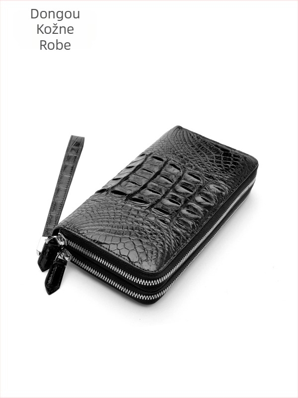 Muški clutch novčanik od prave krokodilo kože, poslovni stil, ultra lagan, otporan na habanje, protiv krađe, sklopivi, podstava od goveđe kože