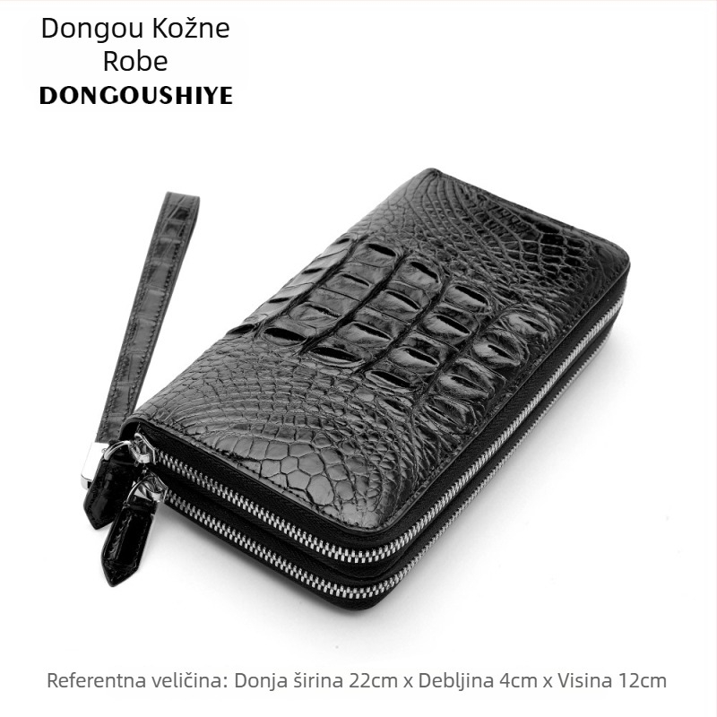 Muški clutch novčanik od prave krokodilo kože, poslovni stil, ultra lagan, otporan na habanje, protiv krađe, sklopivi, podstava od goveđe kože