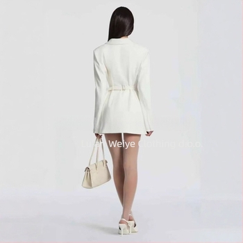 Ženski uski sako s V-izrezom, jednim gumbom, poliester, dugi rukavi