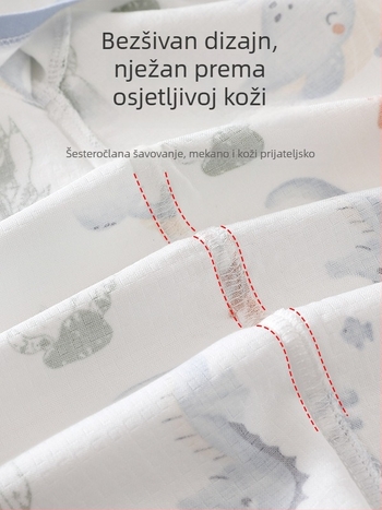 Spavaća vrećica za novorođenče – konvergentni stil, gazasta tkanina, podstava od bambus pamuka, ljeto, crtani uzorak