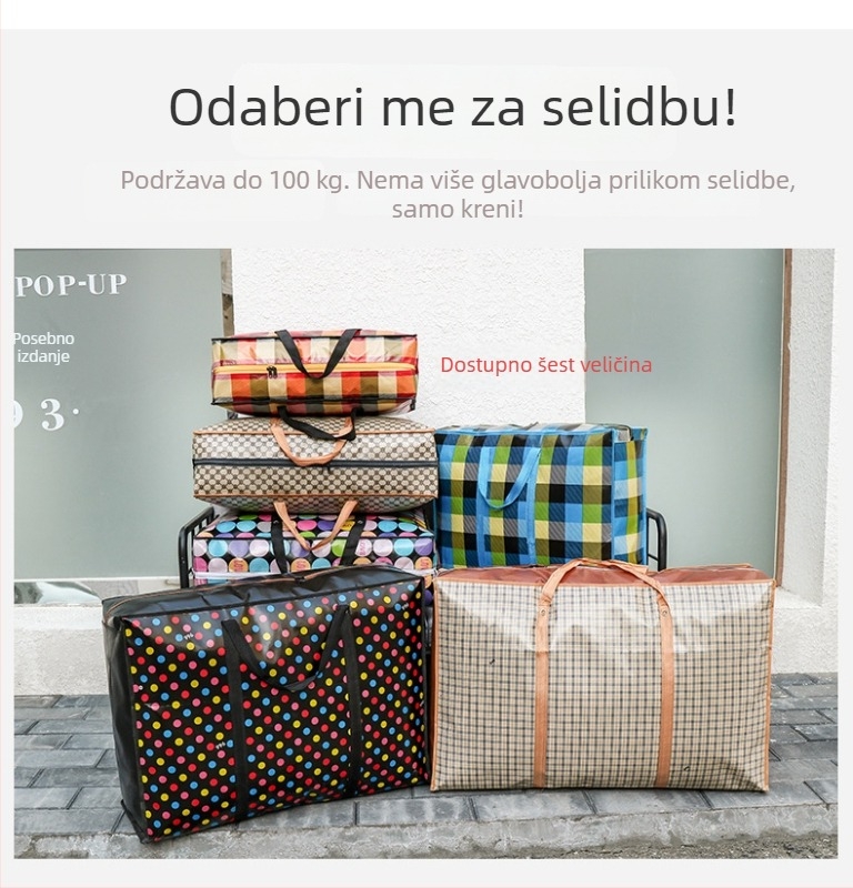 Torba za selidbu od netkane tkanine, vodootporna, prozračna, otporna na habanje, kapacitet 36–55 L