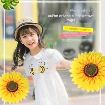 Ručni rekvizit sa suncokretom – svila cvijet, oblikovanje, jedna stabljika, za vanjsku fotografiju