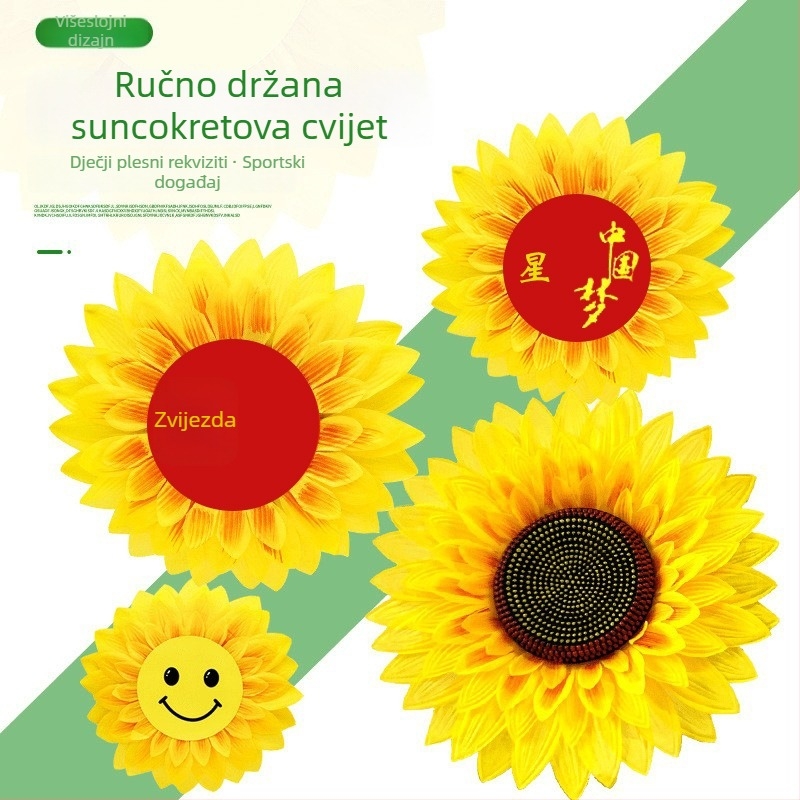 Ručni rekvizit sa suncokretom – svila cvijet, oblikovanje, jedna stabljika, za vanjsku fotografiju