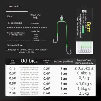 Dvostruka udica bez bodlja, obična udica za morski i slatkovodni ribolov
