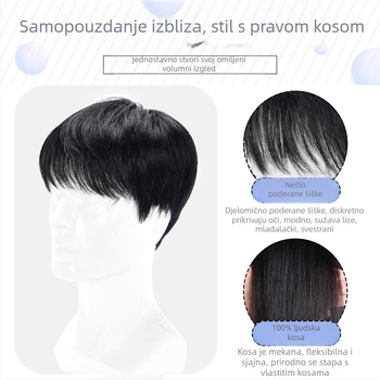 Star smile Muška kratka wig s potpuno ručno tkanim gornjim dijelom, 100% ljudske dlake, model 1820