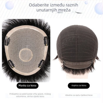 Star smile Muška kratka wig s potpuno ručno tkanim gornjim dijelom, 100% ljudske dlake, model 1820