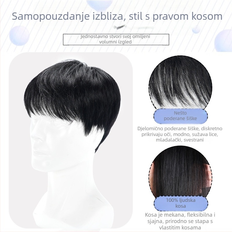 Star smile Muška kratka wig s potpuno ručno tkanim gornjim dijelom, 100% ljudske dlake, model 1820