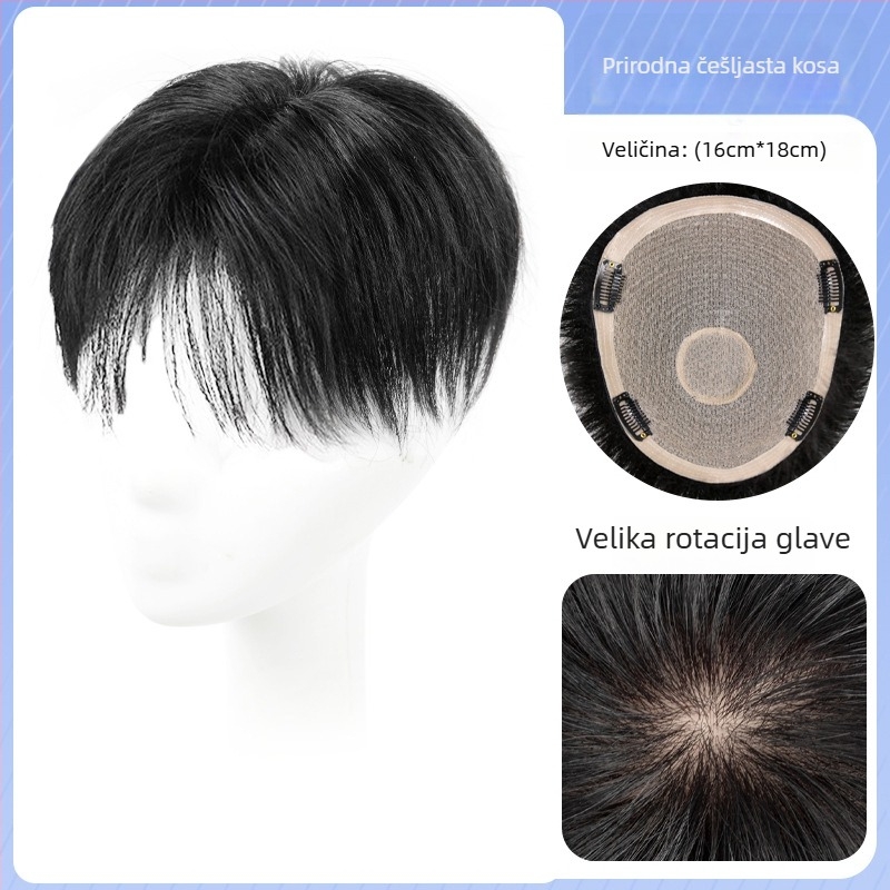 Star smile Muška kratka wig s potpuno ručno tkanim gornjim dijelom, 100% ljudske dlake, model 1820
